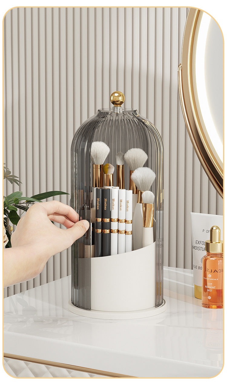 LUXOR ROTATING MAKEUP BRUSH HOLDER - CLEAR CAGE