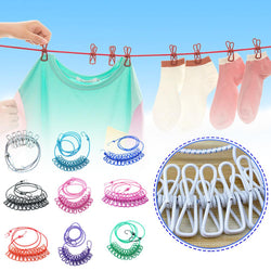 12 CLIPS DRYING CLOTHES ROPE