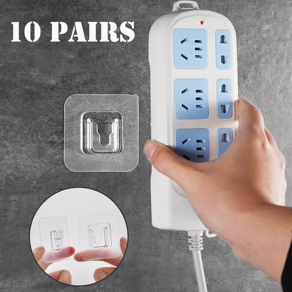 PACK OF 10 DUAL SIDED ADHESIVE WALL HOOKS