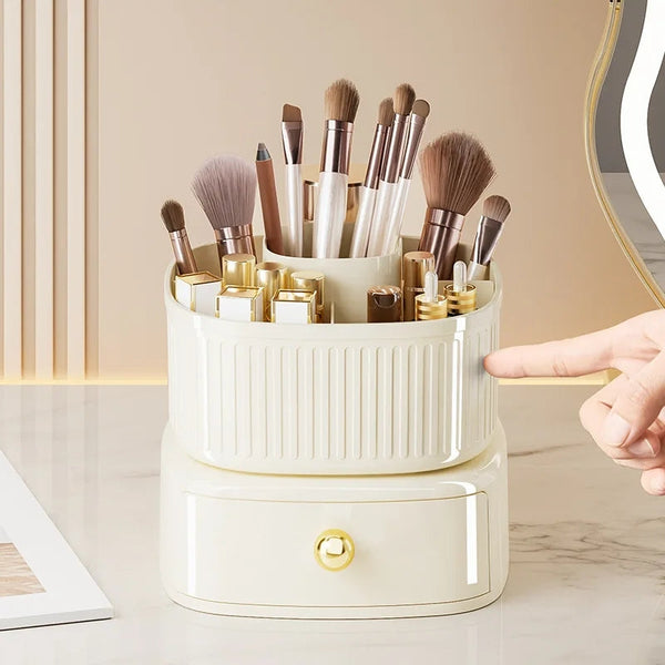 LUXOR ROTATING MAKEUP BRUSH ORGANIZER WITH DRAWER