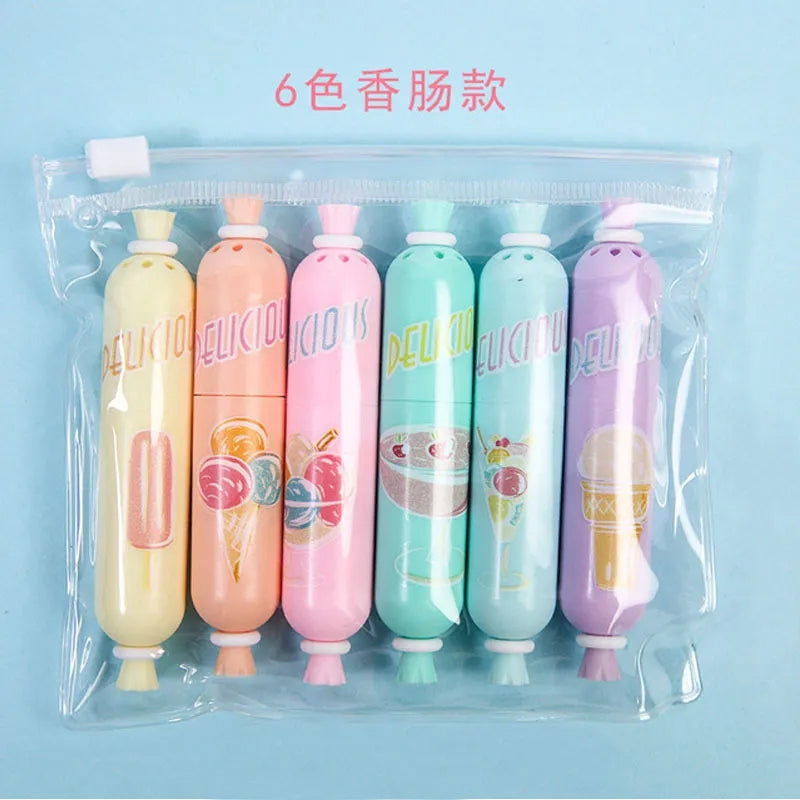 6 PIECES PEN CANDY HIGHLIGHTERS