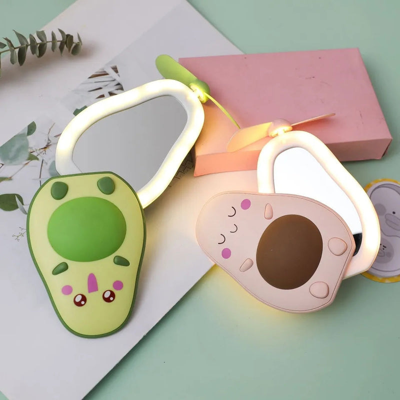 AVACADO SHAPE PORTABLE MINI FAN WITH MIRROR