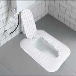 FULLY ENCLOSED SQUAT TOILET COVER WITH FOOT STEP ODOR STOPPER OPEN DESIGN