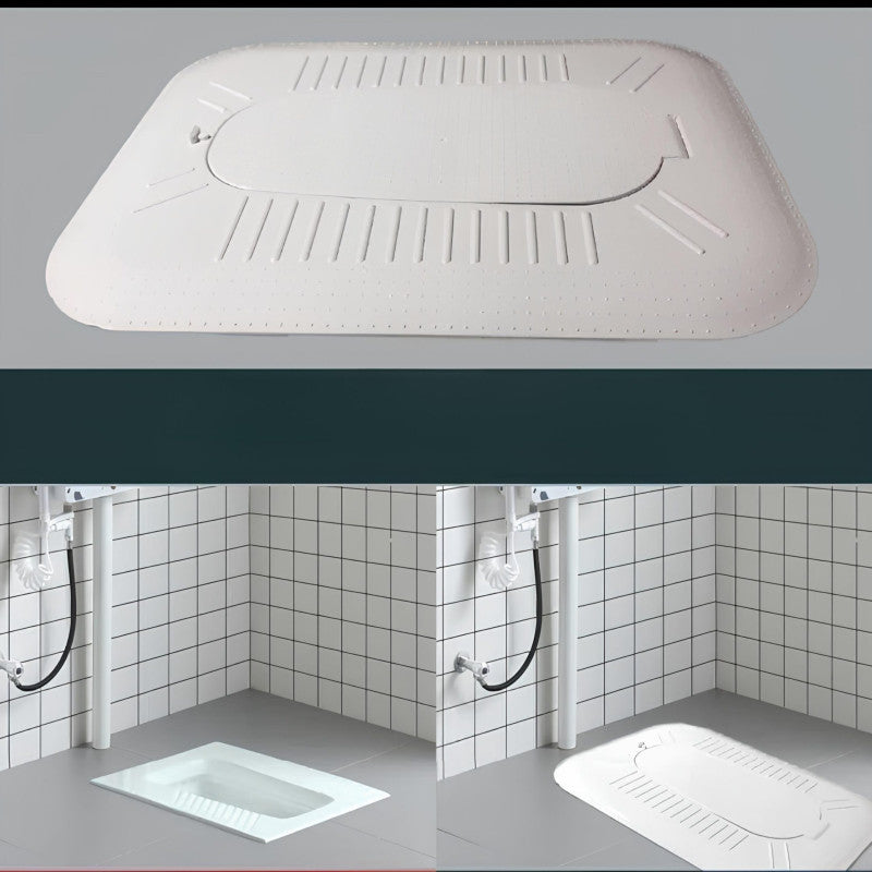 FULLY ENCLOSED SQUAT TOILET COVER WITH FOOT STEP ODOR STOPPER OPEN DESIGN