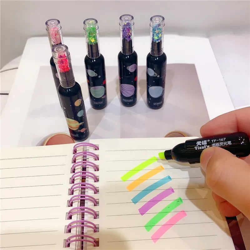 6 PIECES BOTTLE SHAPED MINI HIGHLIGHTERS