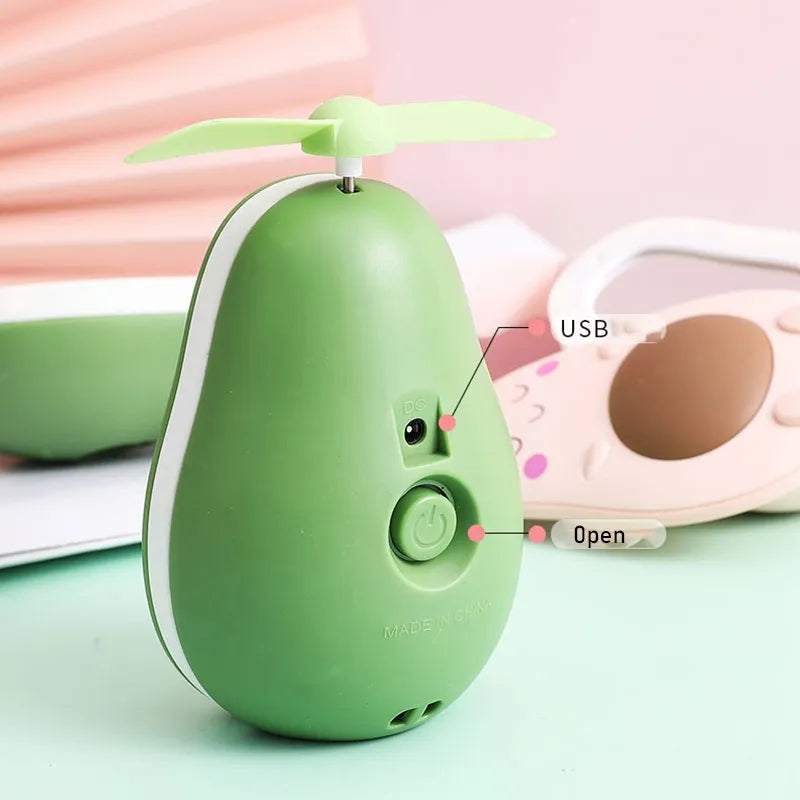 AVACADO SHAPE PORTABLE MINI FAN WITH MIRROR