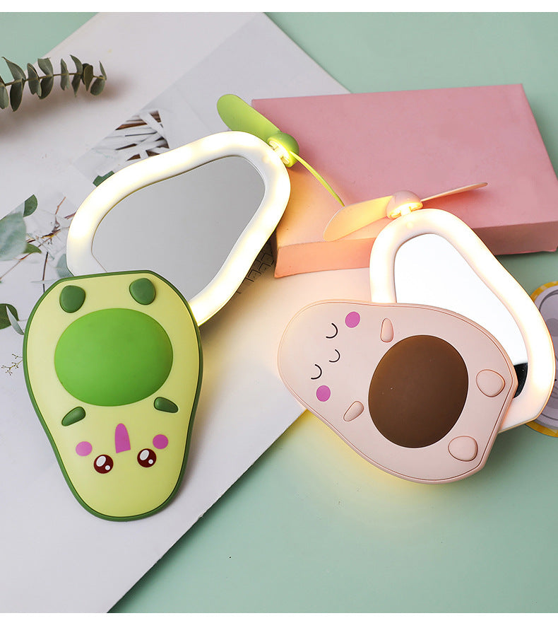 AVACADO SHAPE PORTABLE MINI FAN WITH MIRROR