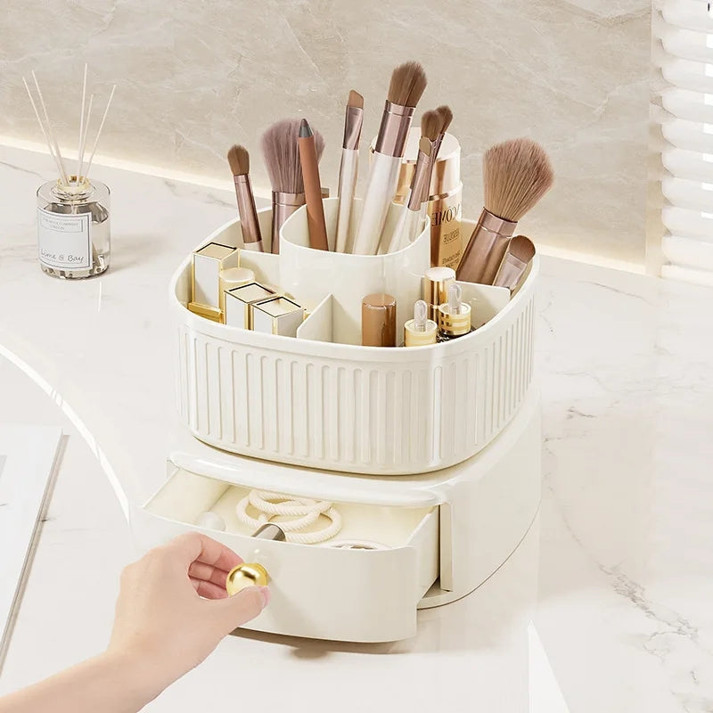 LUXOR ROTATING MAKEUP BRUSH ORGANIZER WITH DRAWER