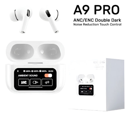 A9 Pro High Quality Sound, ENC AirPods With Smart Touch Screen Control