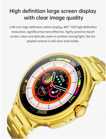 G10 24K Gold Amoled Display Luxury Stainless Steel Smart Watch