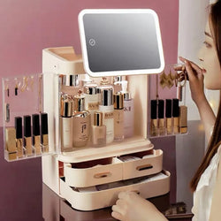 COSMETIC STORAGE BOX WITH MIRROR LED LIGHT