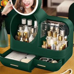 COSMETIC ORGANIZER WITH FAN & LED MIRROR