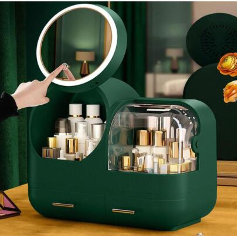 COSMETIC ORGANIZER WITH FAN & LED MIRROR