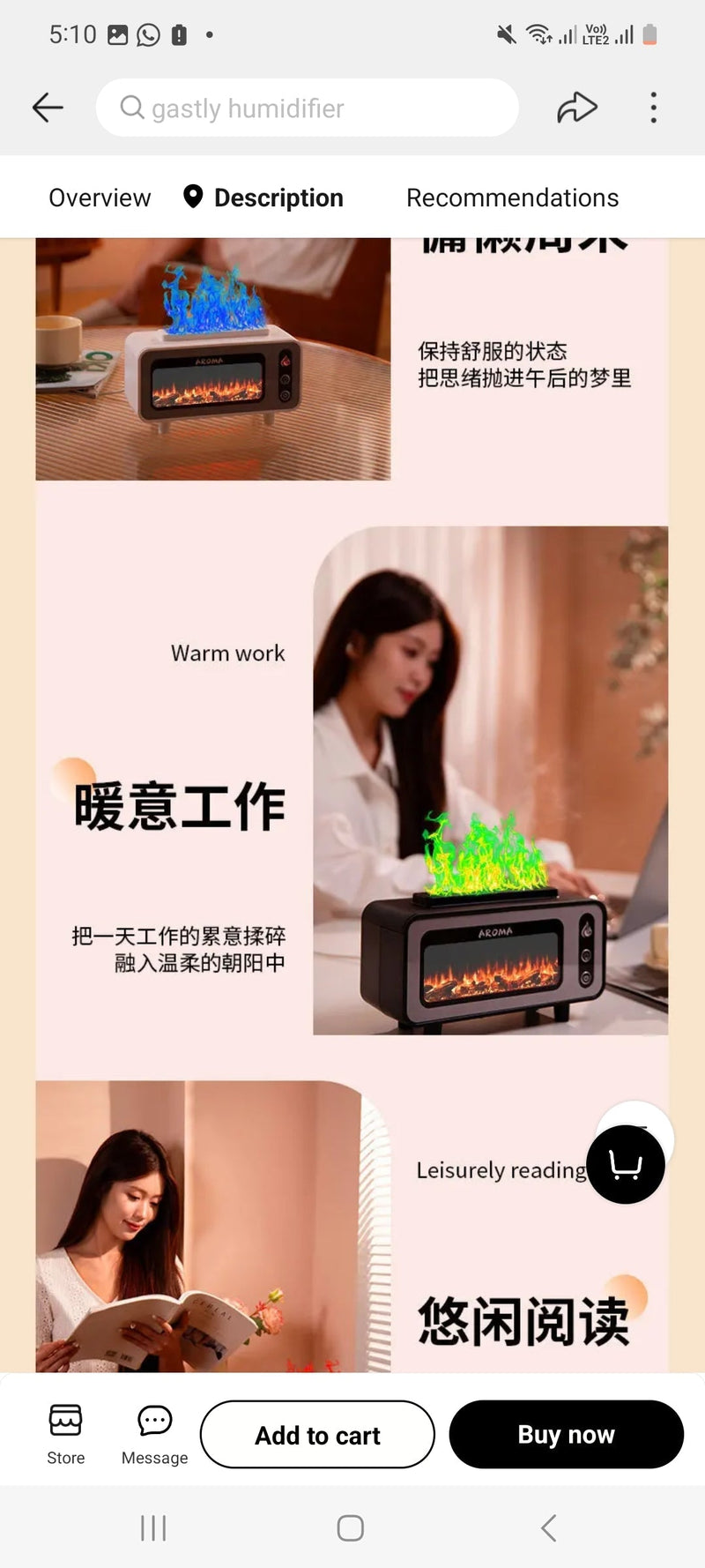 AROMA FIREPLACE AIR HUMIDIFIER