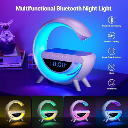 LED Wireless Phone Charger Bluetooth Speaker, Alarm Clock, FM Radio