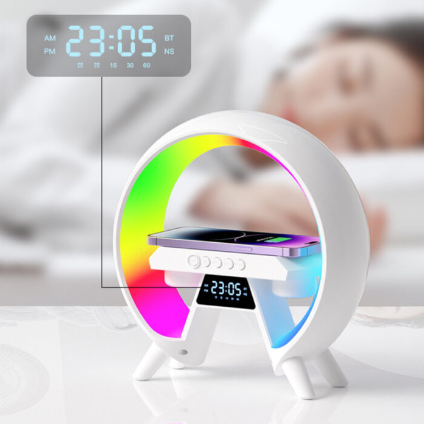 LED Wireless Phone Charger Bluetooth Speaker, Alarm Clock, FM Radio