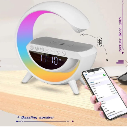 LED Wireless Phone Charger Bluetooth Speaker, Alarm Clock, FM Radio