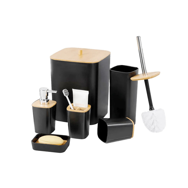 LUXOR 6 PIECES BAMBOO BATHROOM KIT