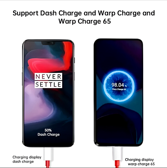 OnePlus 65W Warp Charge Power Adapter with Type-C to Type-C Fast Charging Cable