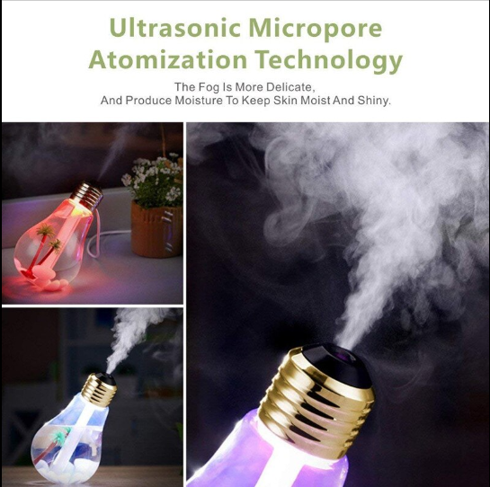 400ML Bulb Essential Oil Humidifier Ultrasonic Diffuser LED Night Light Air Freshener