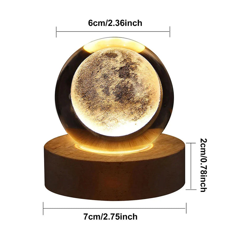 3D Crystal Ball Night Light USB Table Wooden Crystal Ball for Home